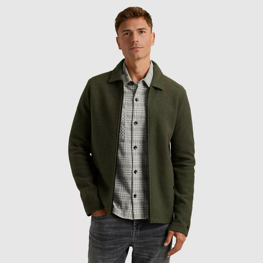 CAST IRON Zip Jacket Boiled Wool - Green
