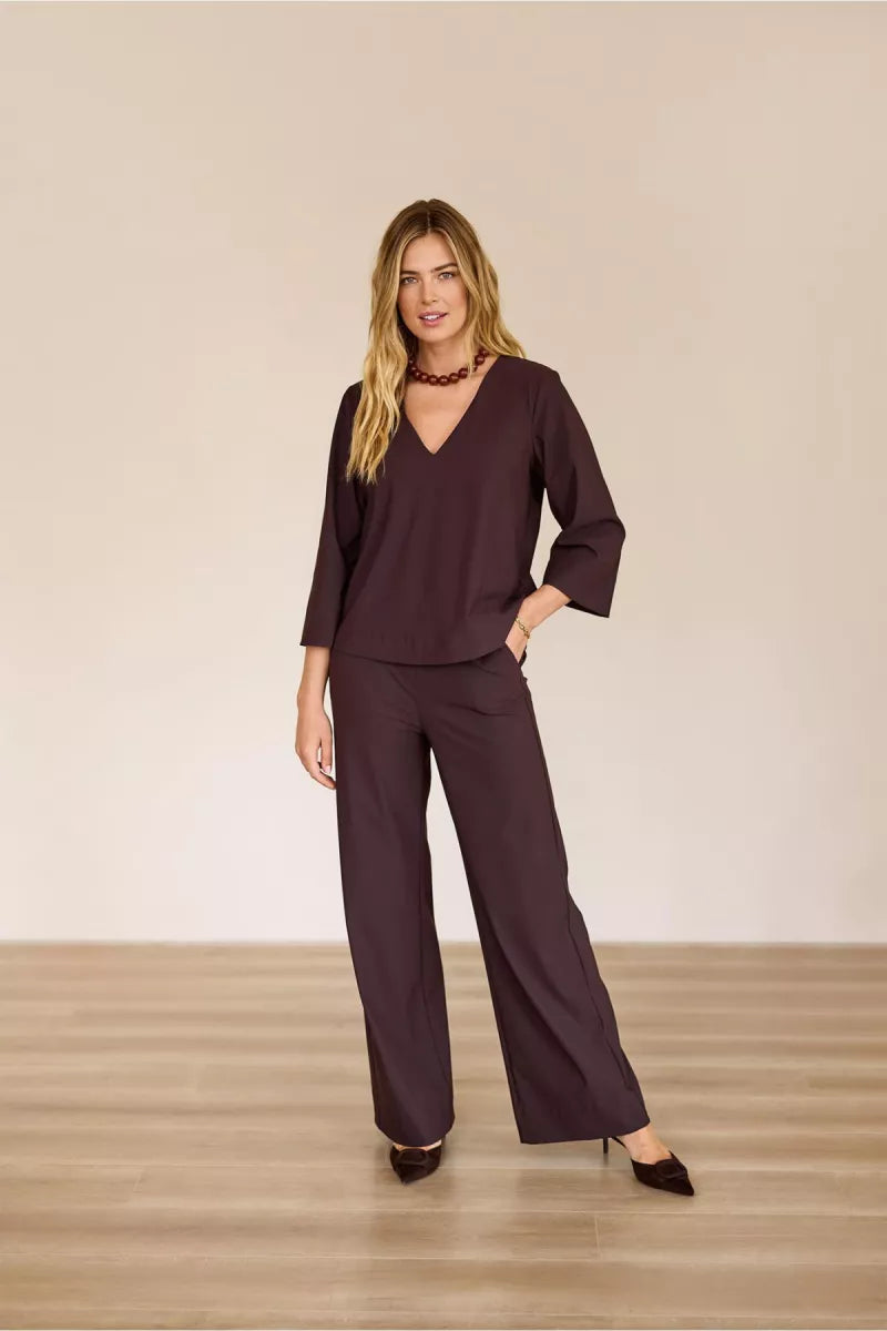 STUDIO ANNELOES Lexie bonded trousers - Espresso