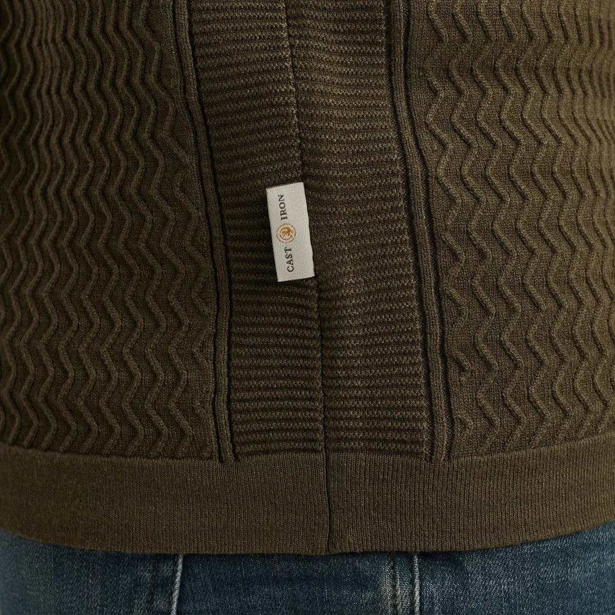 CAST IRON Half Zip Pullover - Army Groen
