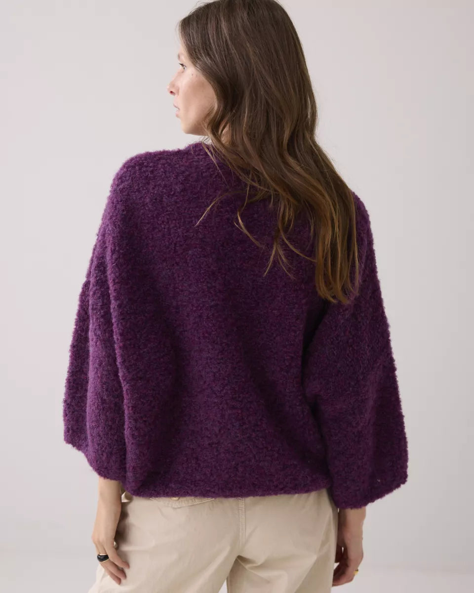 SUMMUM Sweater Soft Boucle Knit - Wineberry