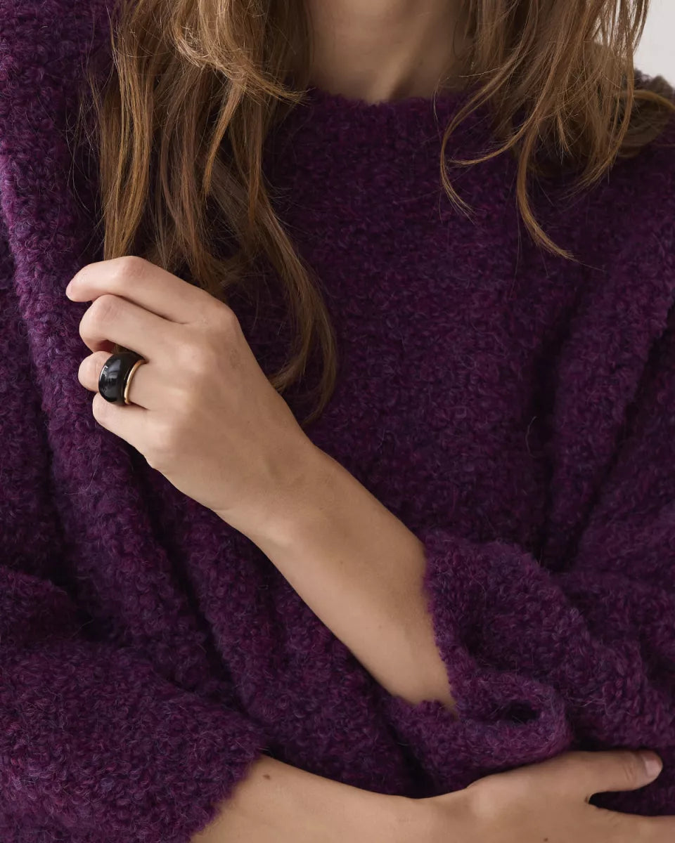 SUMMUM Sweater Soft Boucle Knit - Wineberry