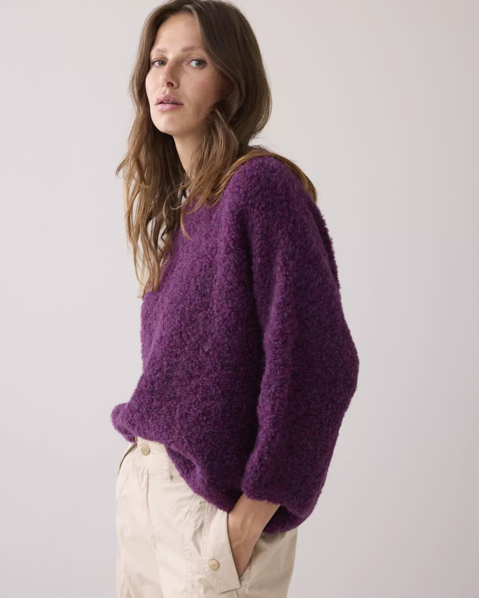 SUMMUM Sweater Soft Boucle Knit - Wineberry