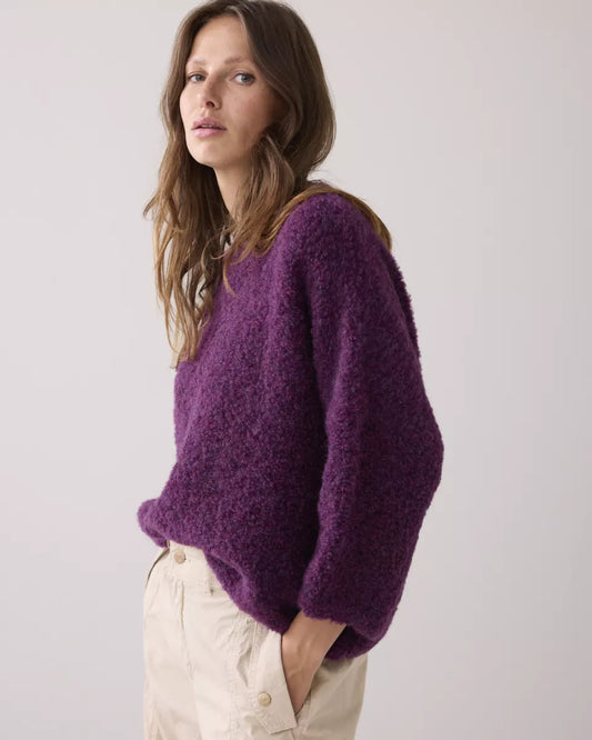 SUMMUM Sweater Soft Boucle Knit - Wineberry