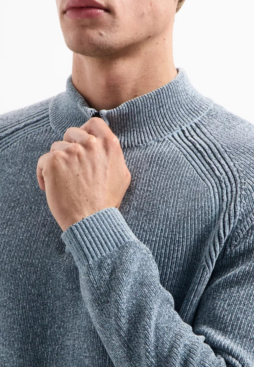 NO EXCESS Pullover Half Zip - Dusty Blue