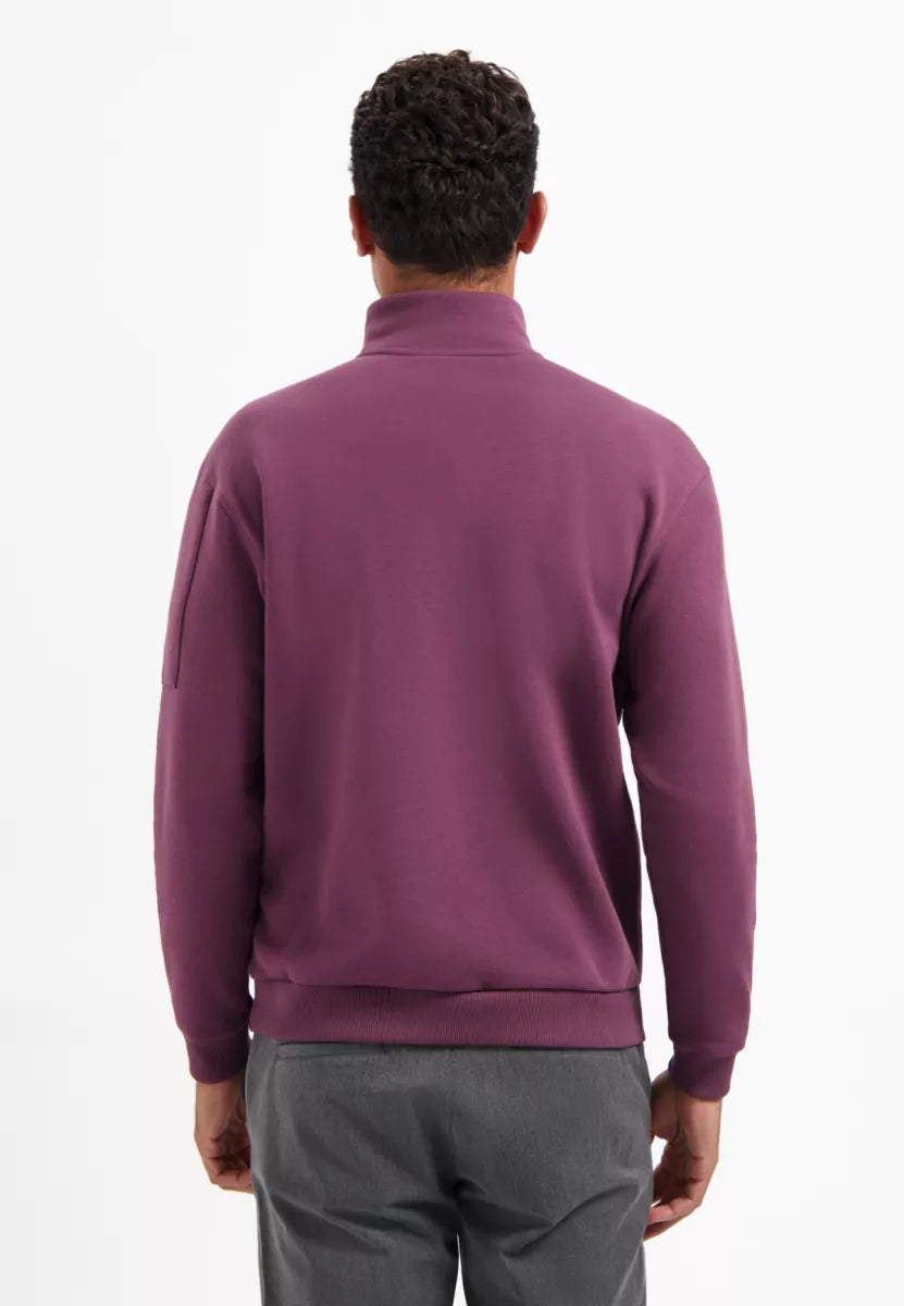 NO EXCESS Sweater Half Zip Brushed - Dark Wine