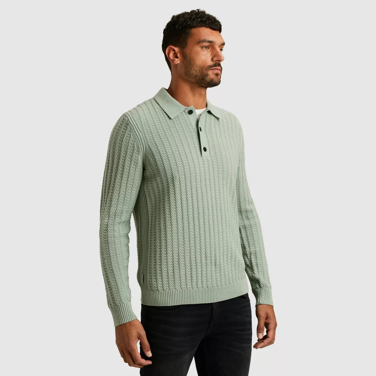 CAST IRON Long Sleeve Polo - Groen