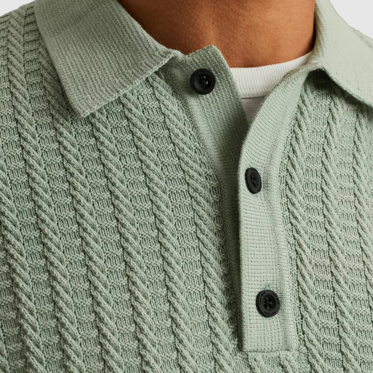 CAST IRON Long Sleeve Polo - Groen