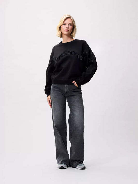 CATWALK JUNKIE Beaded Fringed Sweater