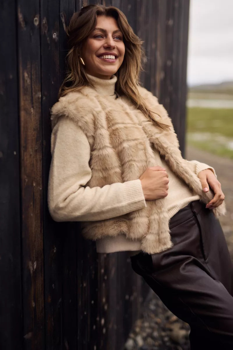 NUKUS Billy Gilet Stripe - Sand