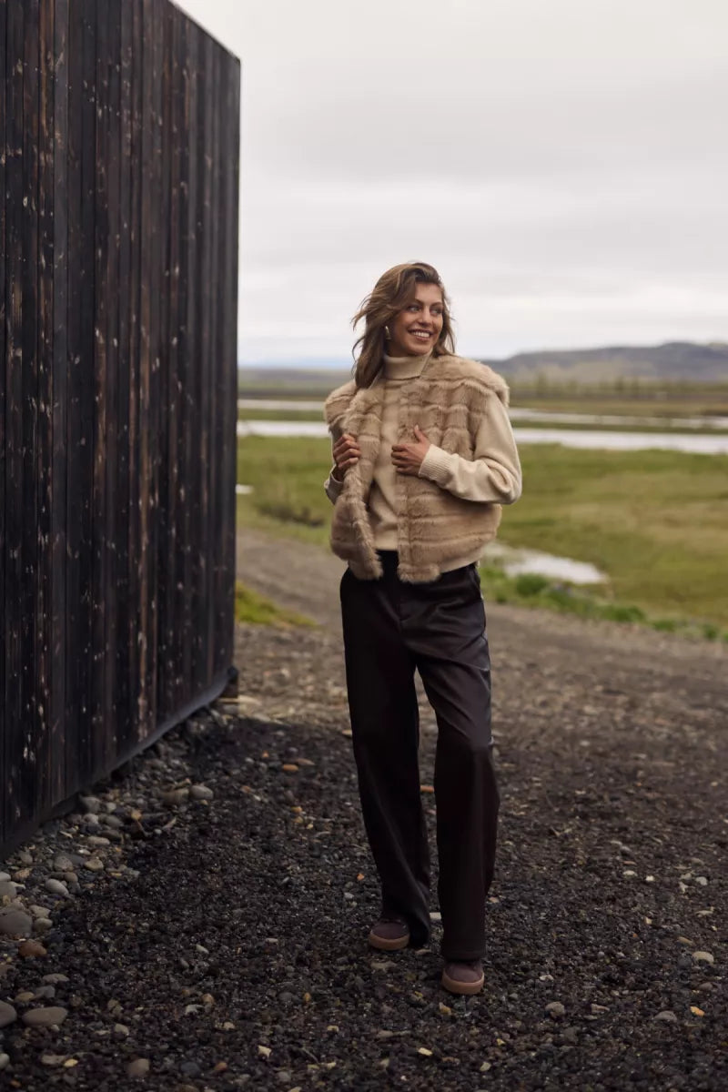 NUKUS Billy Gilet Stripe - Sand