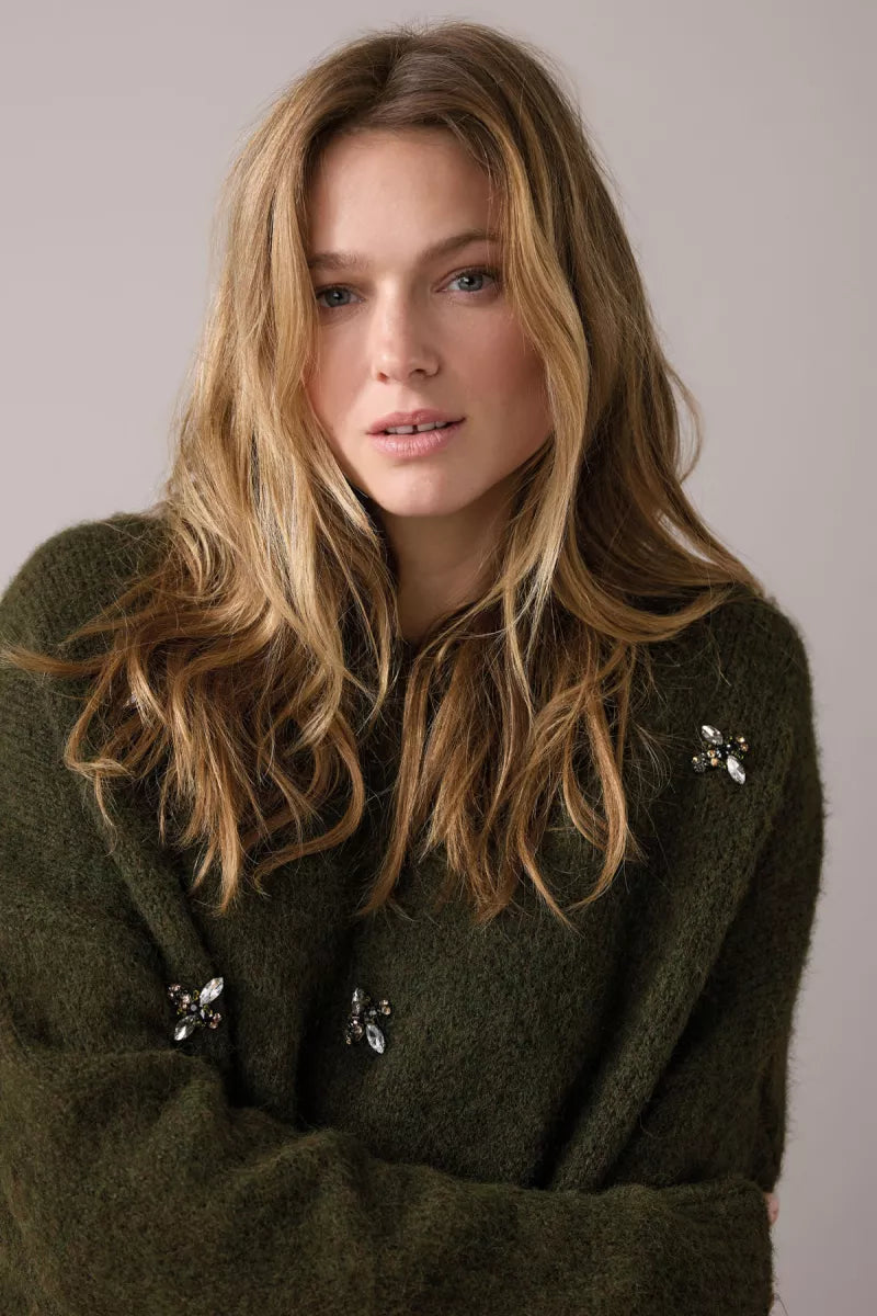 SUMMUM Embellished Sweater - Dark Camo