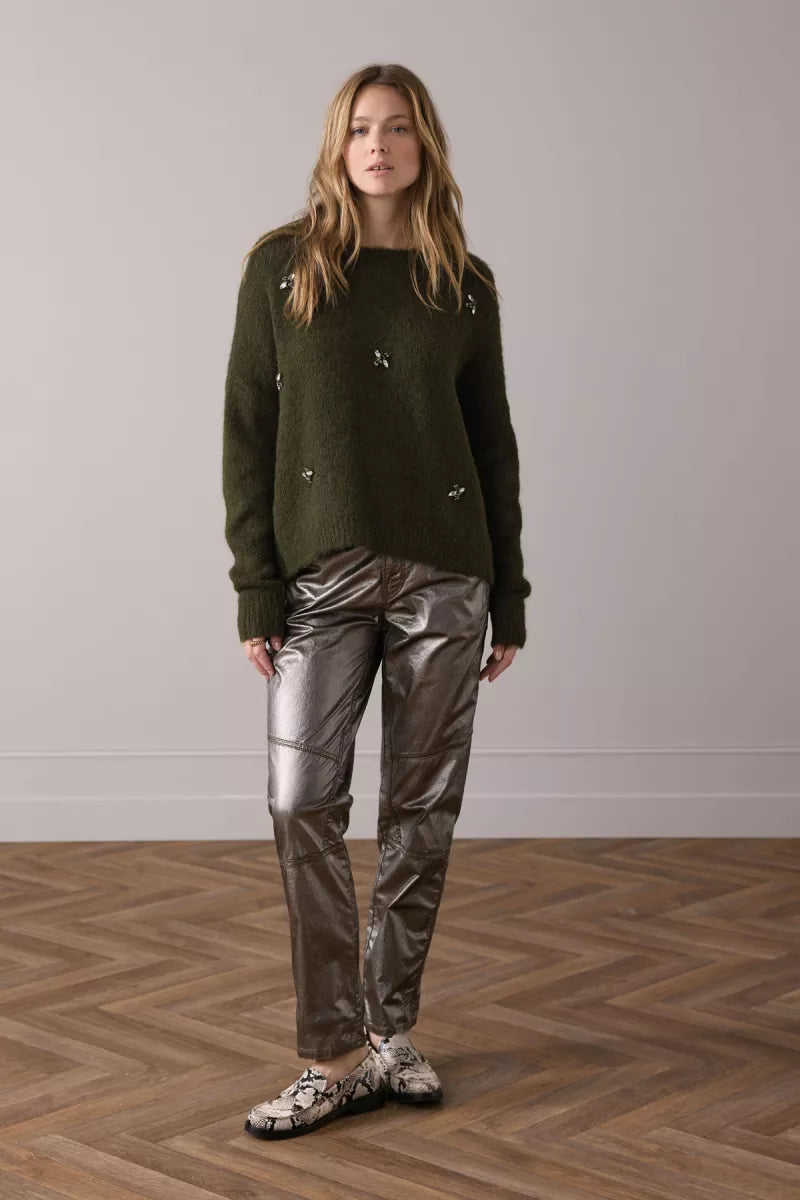 SUMMUM Embellished Sweater - Dark Camo