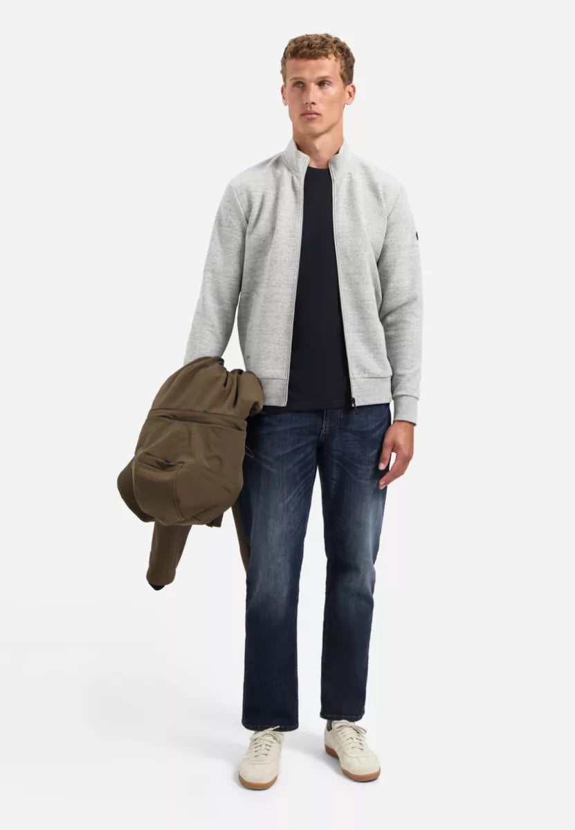 NO EXCESS Full Zip Sweater - Grey Melange