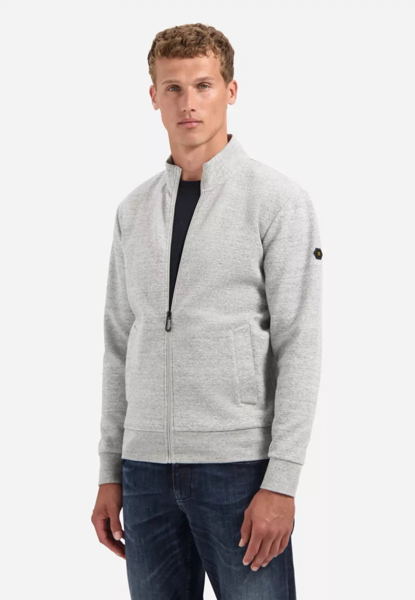 NO EXCESS Full Zip Sweater - Grey Melange