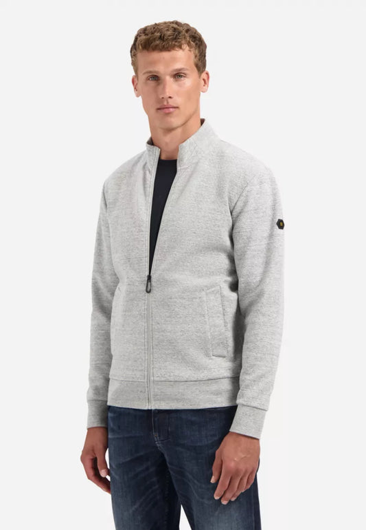NO EXCESS Full Zip Sweater - Grey Melange
