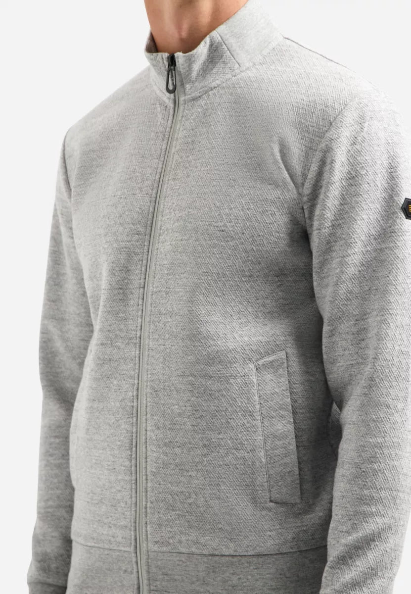 NO EXCESS Full Zip Sweater - Grey Melange
