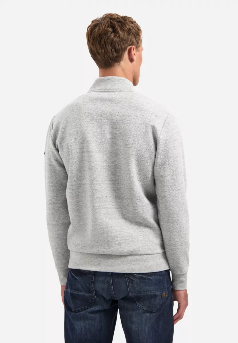 NO EXCESS Full Zip Sweater - Grey Melange