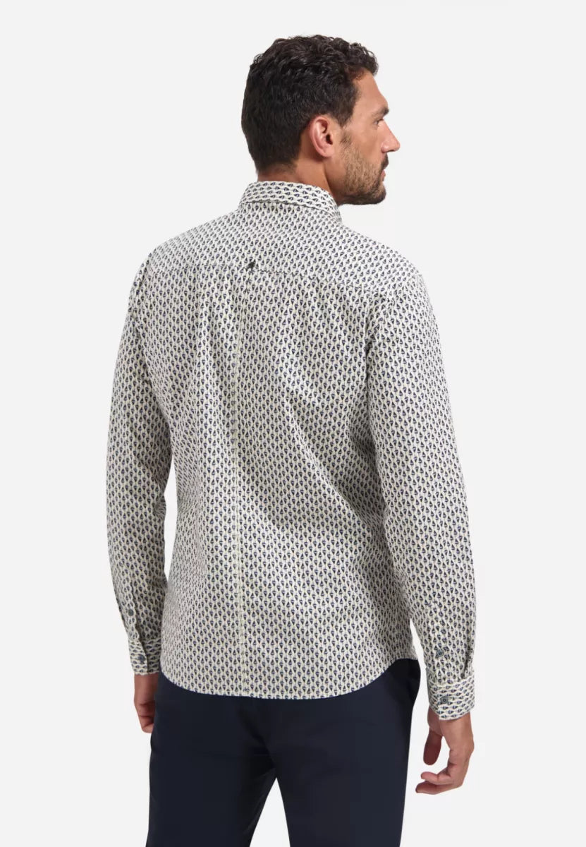 NO EXCESS Shirt Stretch Allover Print - White