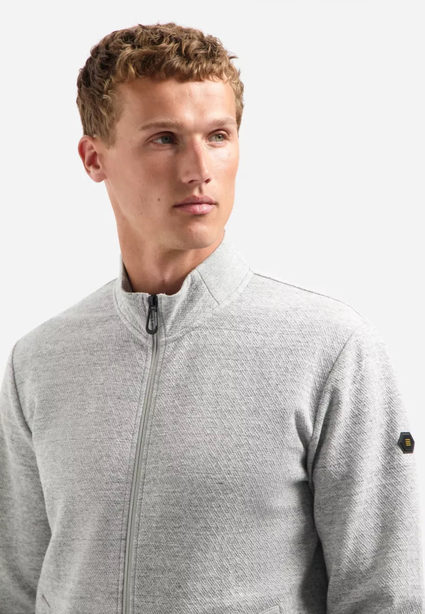 NO EXCESS Full Zip Sweater - Grey Melange