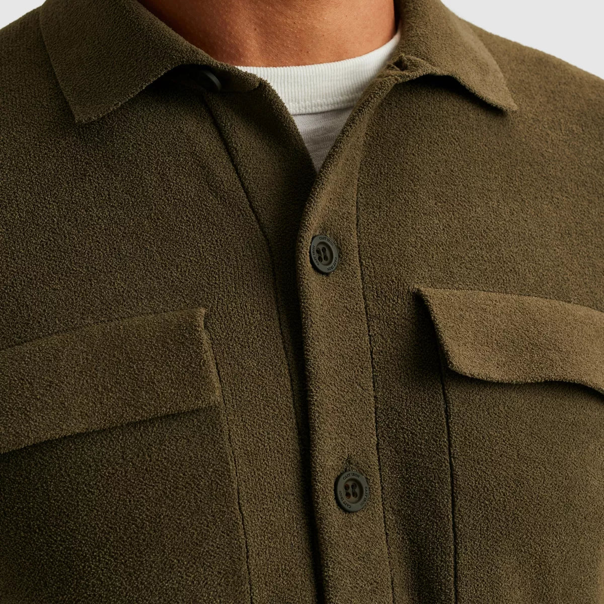 CAST IRON Button Jacket Soft Blend - Army Groen