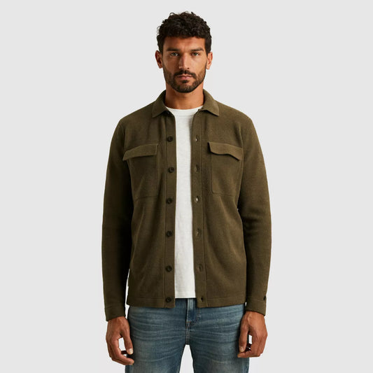 CAST IRON Button Jacket Soft Blend - Army Groen
