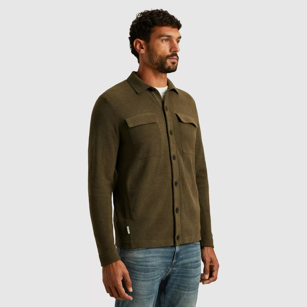 CAST IRON Button Jacket Soft Blend - Army Groen