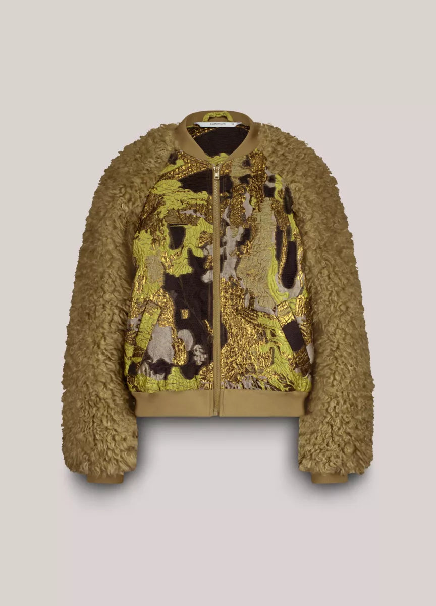 SUMMUM Jacuard Teddy Mix Jacket - Green Lentil
