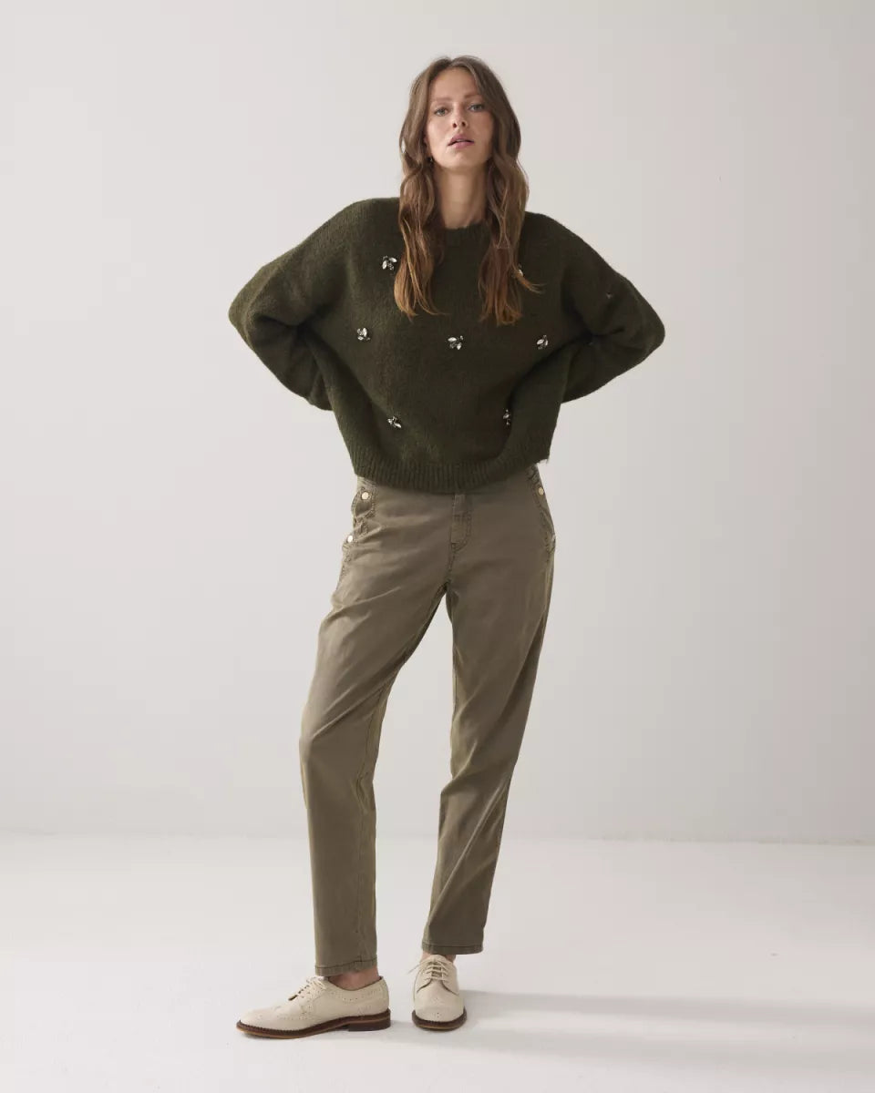 SUMMUM Embellished Sweater - Dark Camo