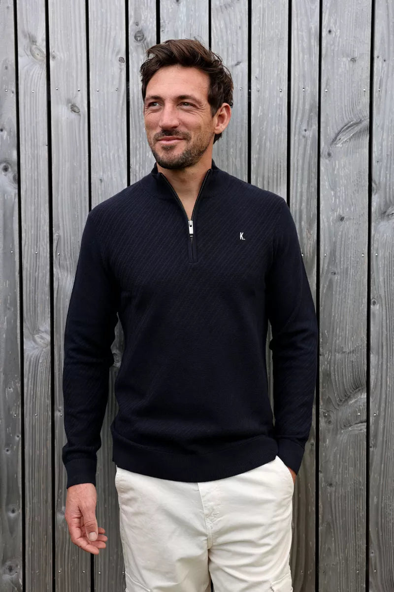 KULTIVATE Crossed Zip - Dark Navy