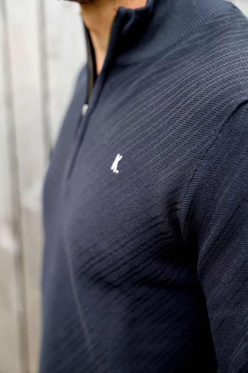 KULTIVATE Crossed Zip - Dark Navy