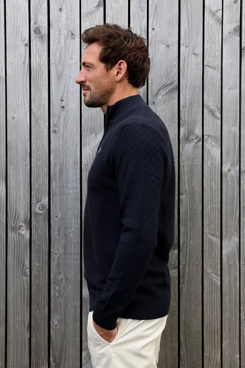 KULTIVATE Crossed Zip - Dark Navy