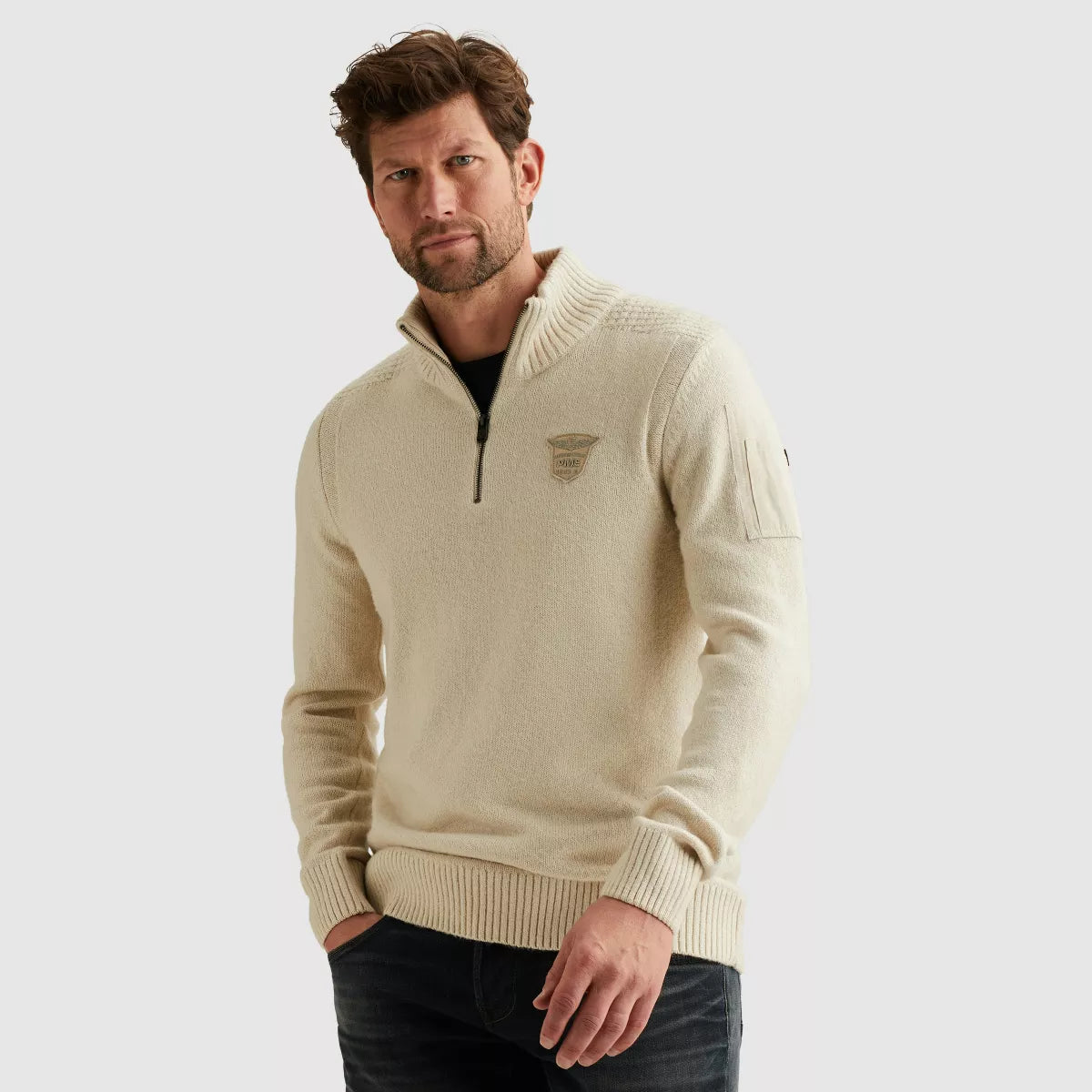 PME-LEGEND Half Zip Knit Pullover - Ecru