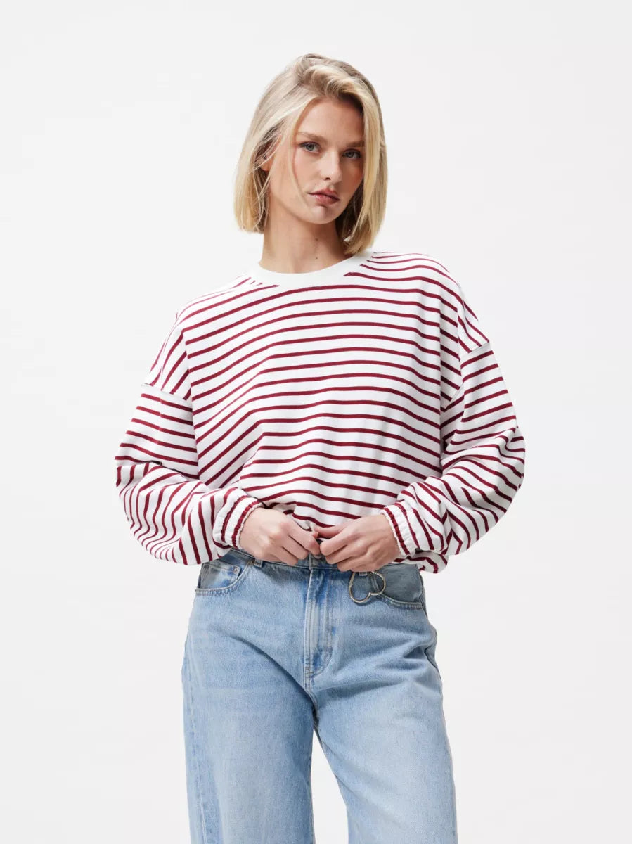 CATWALK JUNKIE Striped Sweater With Elastic Hems