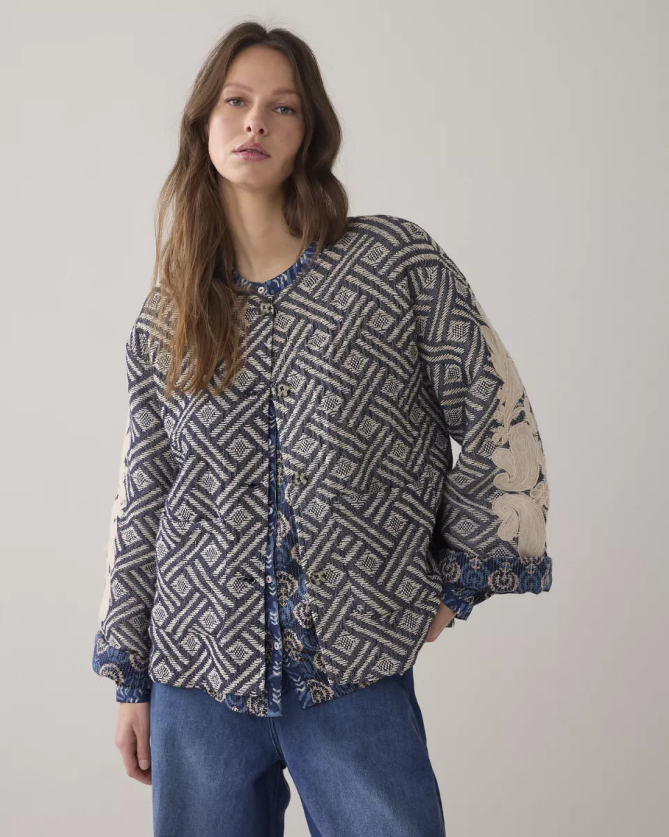 SUMMUM Jacket Blue Jacquard