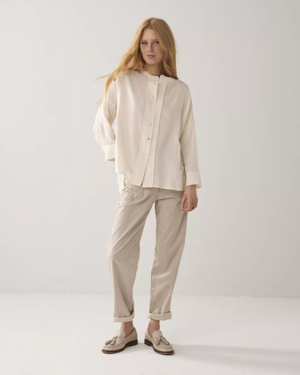 SUMMUM Tapered Pants Cotton Stripe Twill