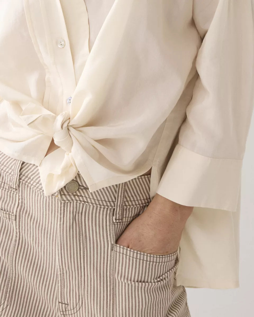 SUMMUM Tapered Pants Cotton Stripe Twill