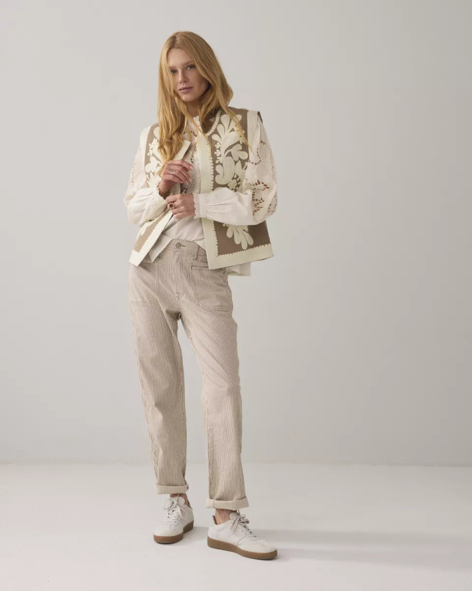 SUMMUM Tapered Pants Cotton Stripe Twill