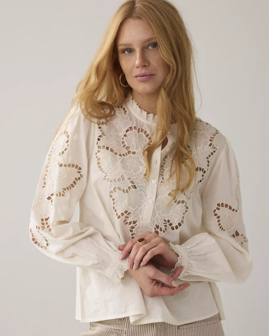 SUMMUM Top Embroidered Cambric Cotton