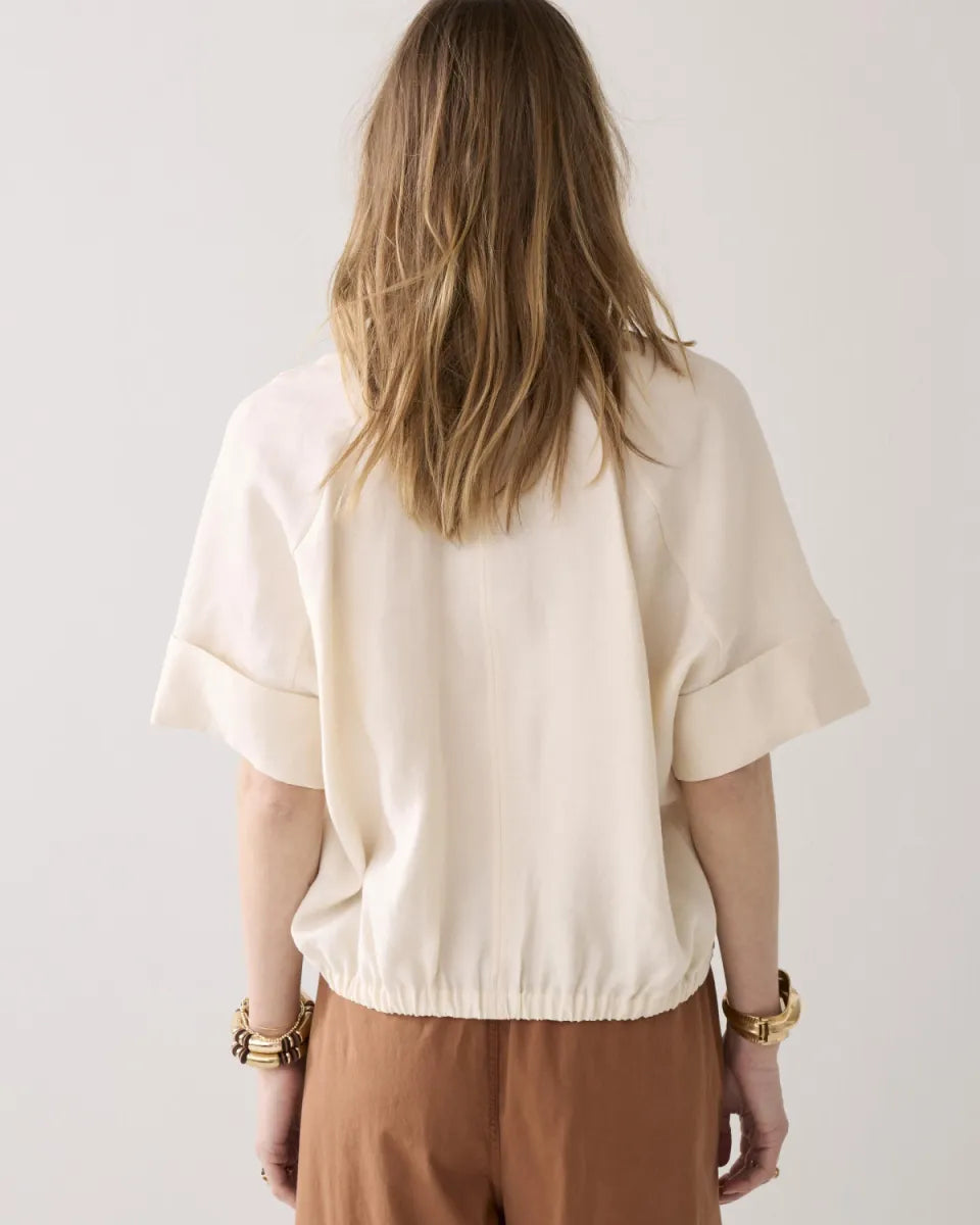 SUMMUM Top Short Sleeves Modal Linen Blend