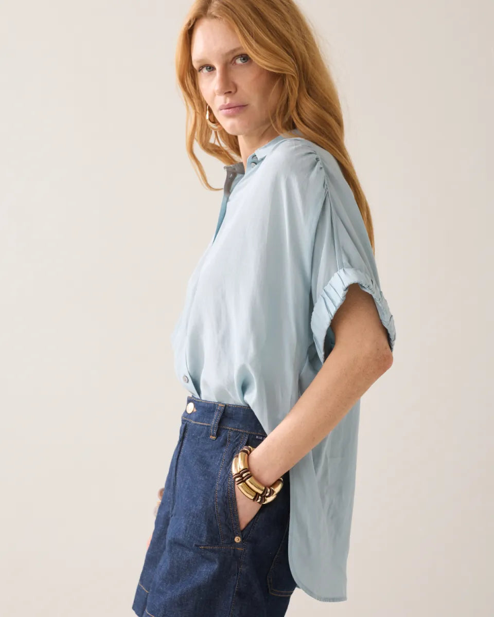 SUMMUM Blouse Short Sleeves Viscose Cotton