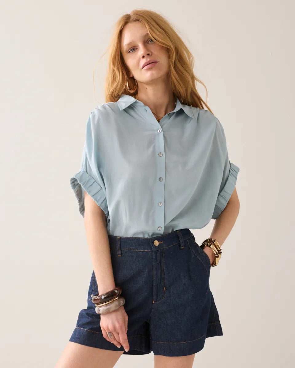 SUMMUM Blouse Short Sleeves Viscose Cotton