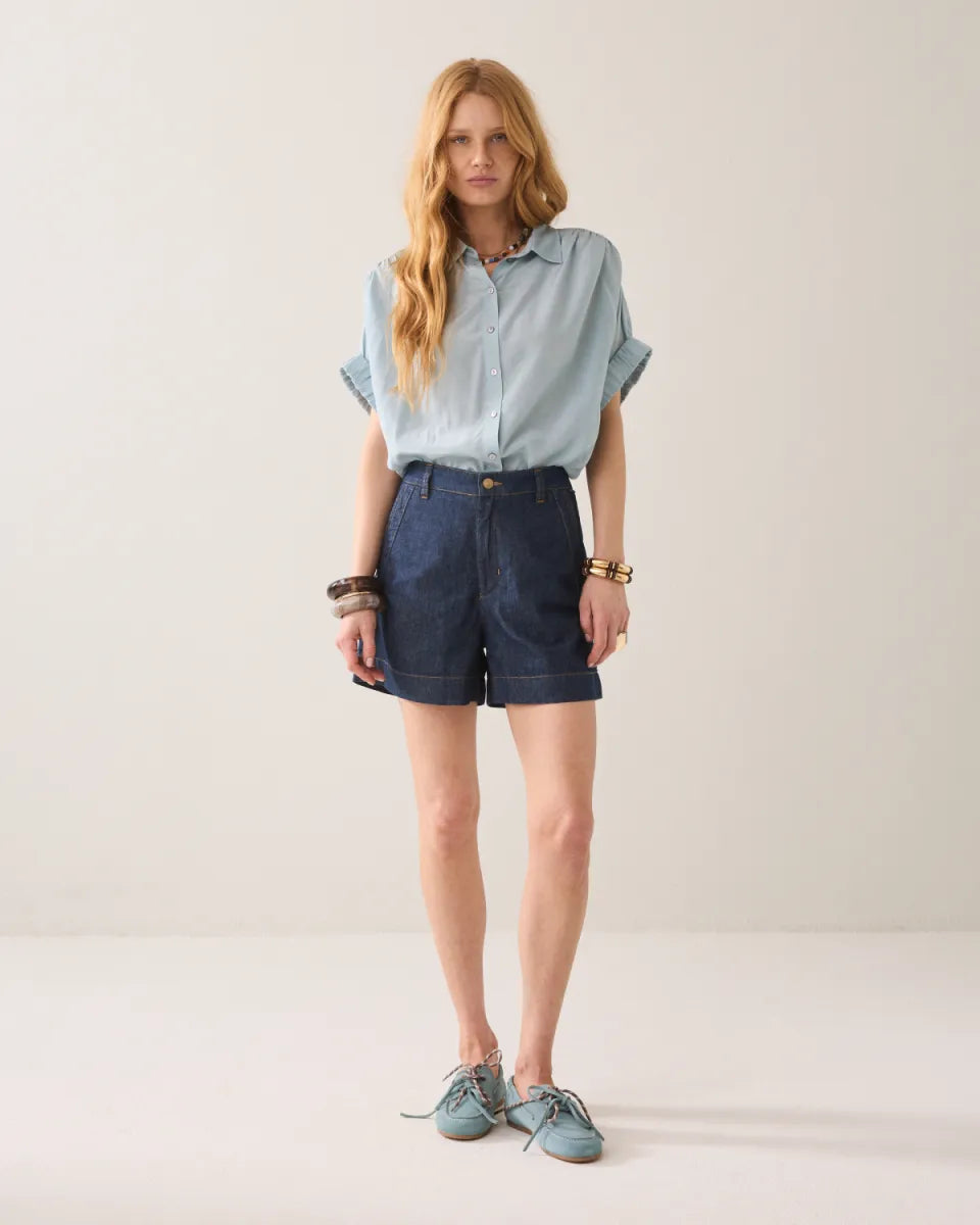 SUMMUM Blouse Short Sleeves Viscose Cotton