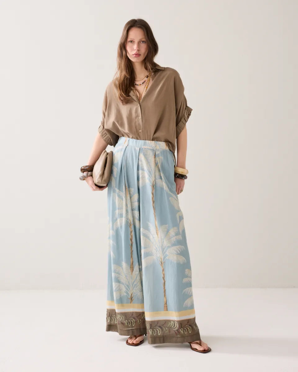 SUMMUM Trousers Palmtree Print