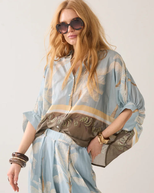 SUMMUM Blouse Palmtree Print