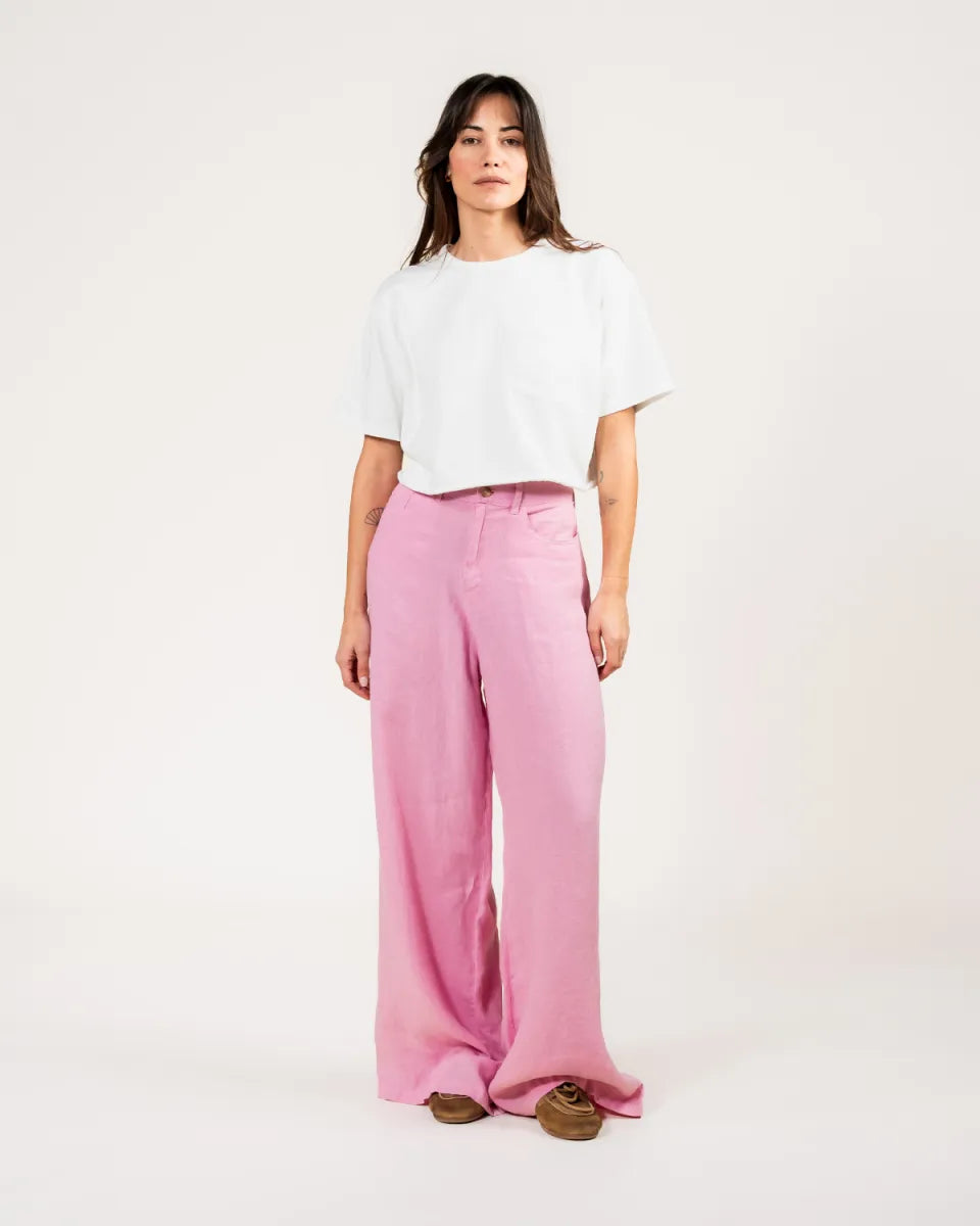 KUYICHI Loren Linen Pants - Dusty Pink