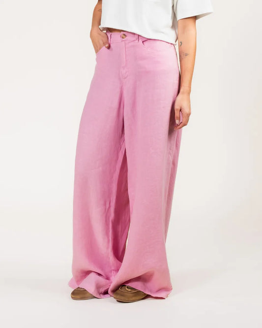 KUYICHI Loren Linen Pants - Dusty Pink