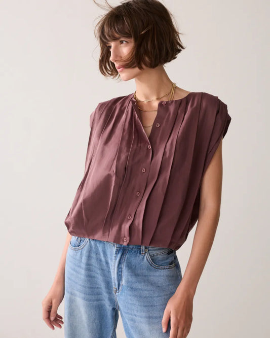 SUMMUM Blouse Sleeveless Viscose Cotton