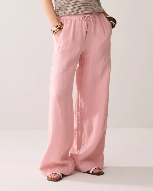 SUMMUM Wide Leg Pants Light Linen - Rose Quartz