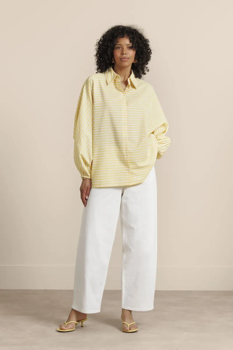 STUDIO ANNELOES Yuki Poplin Stripe Blouse