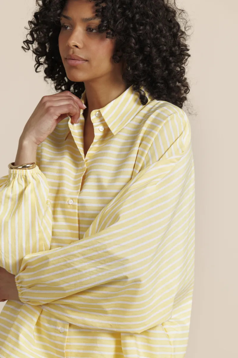 STUDIO ANNELOES Yuki Poplin Stripe Blouse